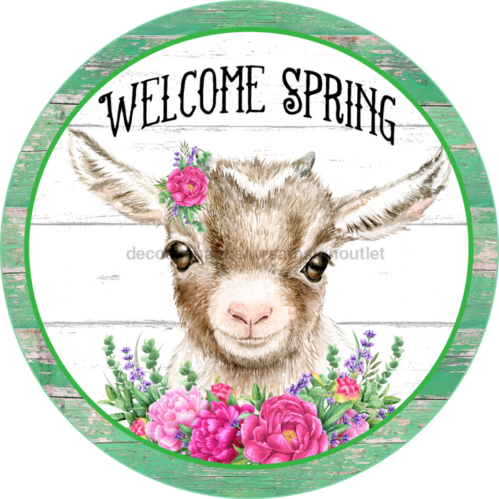 Vinyl Decal, Goat Sign, Spring Sign, 10" Round Metal Sign VINYL-DECOE-267, Sign For Wreath, DecoExchange - DecoExchange