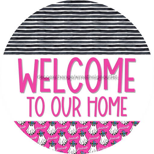 Wreath Sign Halloween Wreath Sign Ghost Welcome Western Decoe-2371 For Round vinyl