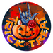 Halloween Rocking Trick or Treat Pumpkin 10" Round Metal Sign DECOE-157 - DecoExchange