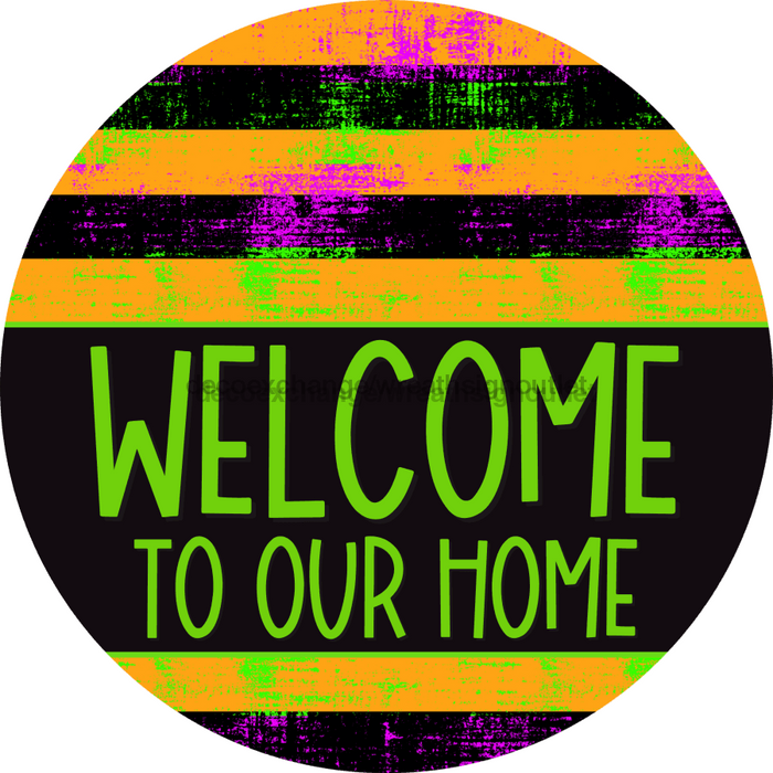 Wreath Sign Halloween Wreath Sign Welcome Decoe-2372 For Round vinyl