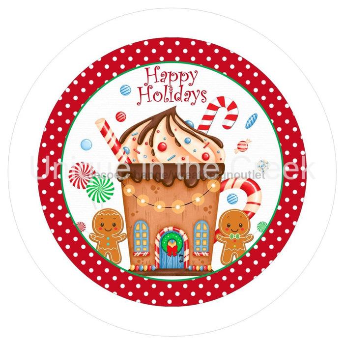 VINYL DECAL | HAPPY HOLIDAYS | GINGERBREAD | WINTER | CHRISTMAS - Unique in the Creek LTD