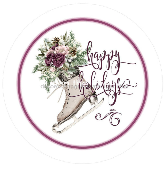 Vinyl Decal | Happy Holidays | Skates | Christmas | Winter - Unique in the Creek LTD