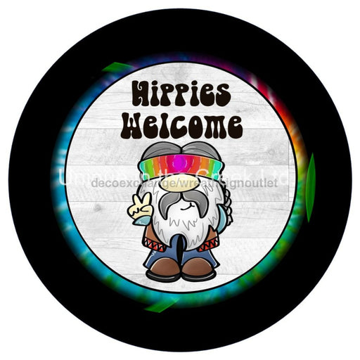 VINYL DECAL | HIPPIES WELCOME | EVERYDAY | GNOME - Unique in the Creek LTD