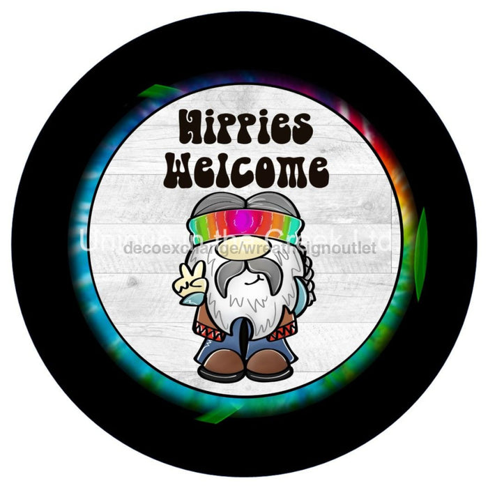 VINYL DECAL | HIPPIES WELCOME | EVERYDAY | GNOME - Unique in the Creek LTD