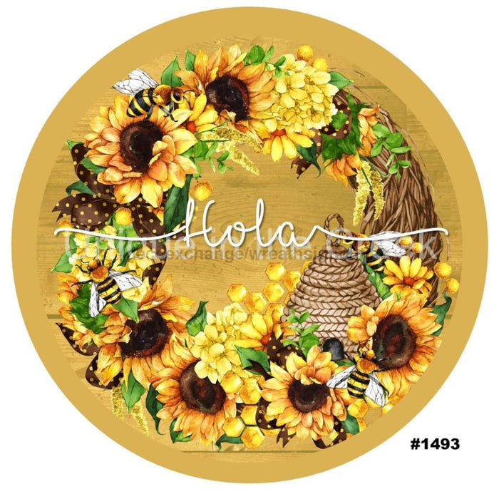 VINYL DECAL | HOLA | SUNFLOWERS | SPANISH | SUMMER | SPRING - Unique in the Creek LTD
