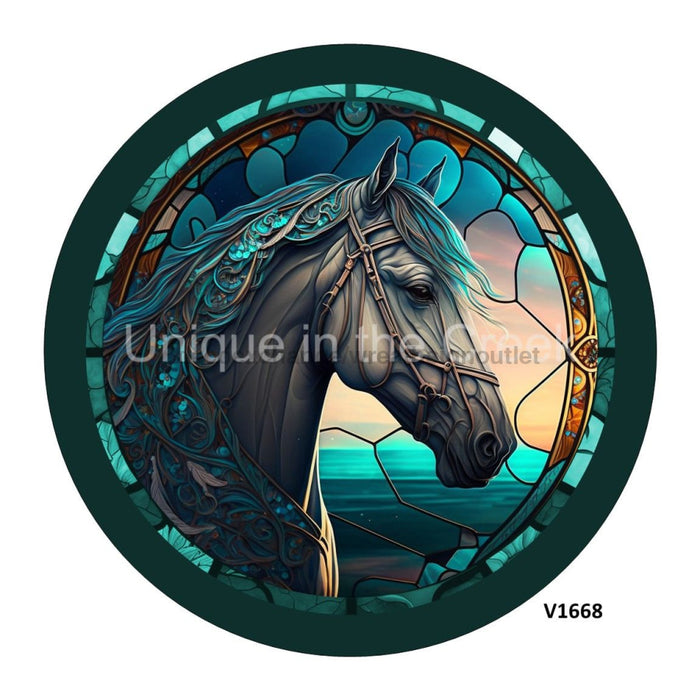 VINYL DECAL | HORSE / FLORAL MANE | STAINED GLASS LOOK | EVERYDAY - Unique in the Creek LTD