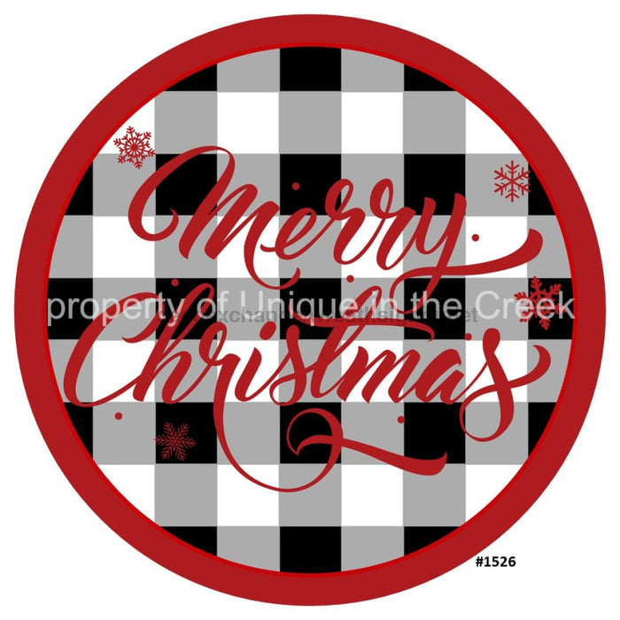Vinyl Decal | Merry Christmas | Black / White Check | Christmas - Unique in the Creek LTD