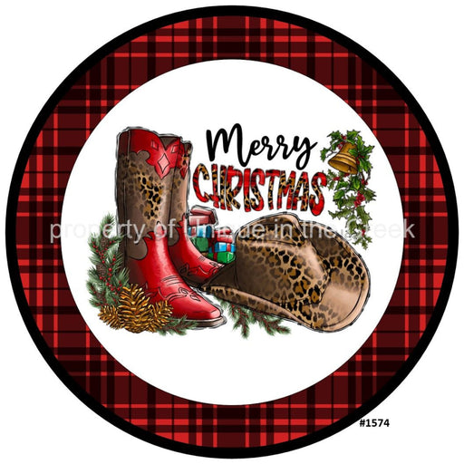 Vinyl Decal | Merry Christmas | Boots / Hat | Leopard Print | Christmas - Unique in the Creek LTD