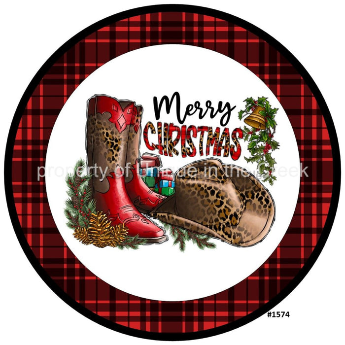 Vinyl Decal | Merry Christmas | Boots / Hat | Leopard Print | Christmas - Unique in the Creek LTD