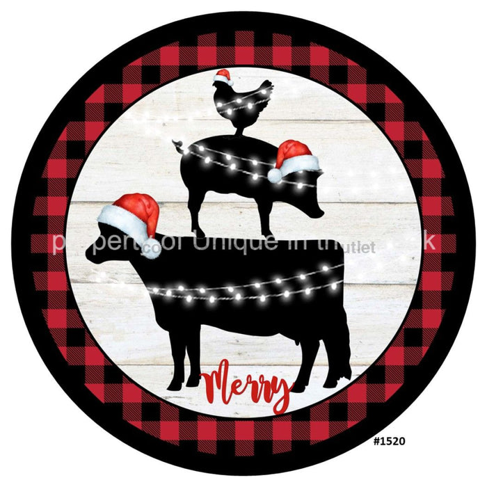 Vinyl Decal | Merry Christmas | Farm Animals | Check | Christmas - Unique in the Creek LTD