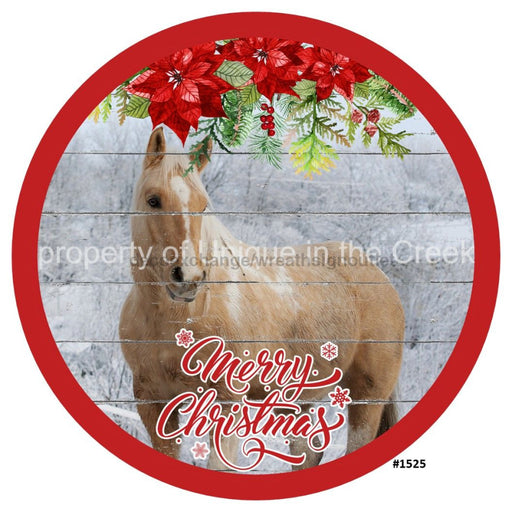 Vinyl Decal | Merry Christmas | Horse | Poinsettia | Christmas - Unique in the Creek LTD