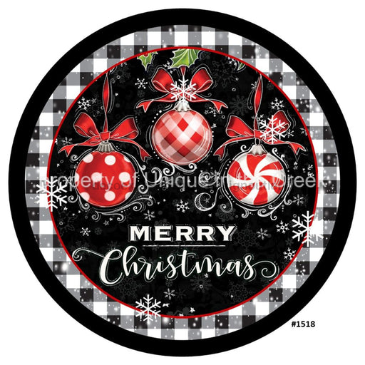 Vinyl Decal | Merry Christmas | Ornaments | Check | Christmas - Unique in the Creek LTD