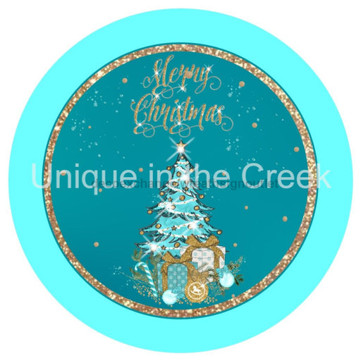 VINYL DECAL | MERRY CHRISTMAS | TREE & GIFTS | GLITTER | CHRISTMAS - Unique in the Creek LTD