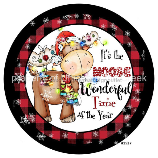 Vinyl Decal | Moose Wonderful Time of the Year | Check | Christmas - Unique in the Creek LTD