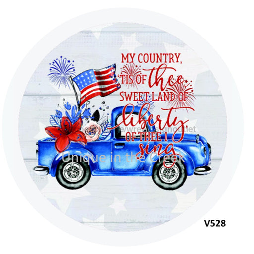 VINYL DECAL | MY COUNTRY | BLUE TRUCK | 4TH OF JULY | PATRIOTIC | SUMMER | FIREWORKS 10.5’’ Vinyl Round 10.5’’ Vinyl