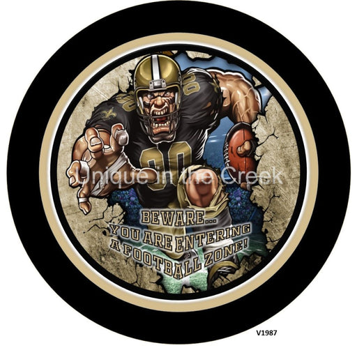 Vinyl Decal | NO Football | GOLD/BLACK | Beware...you are entering a football zone | Sports - Unique in the Creek LTD