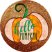 Wreath Sign, Pumpkin Sign, Hello Pumpkin Sign, 10" Round Metal Sign DECOE-854, Sign For Wreath, DecoExchange - DecoExchange