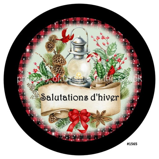 Vinyl Decal | Salutations D'hiver | Cardinals / Greenery | Winter | French - Unique in the Creek LTD