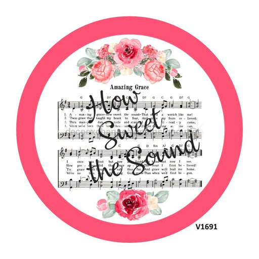 VINYL DECAL | SHEET MUSIC / FLORAL | AMAZING GRACE | RELIGIOUS | EVERYDAY - Unique in the Creek LTD