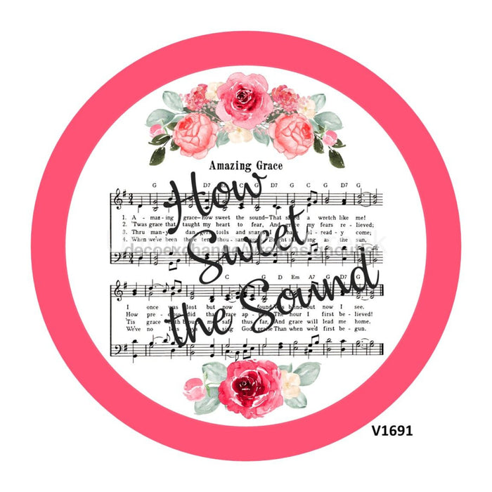 VINYL DECAL | SHEET MUSIC / FLORAL | AMAZING GRACE | RELIGIOUS | EVERYDAY - Unique in the Creek LTD