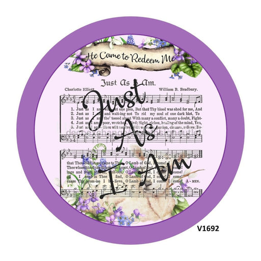 VINYL DECAL | SHEET MUSIC / FLORAL | JUST AS I AM | RELIGIOUS | EVERYDAY - Unique in the Creek LTD