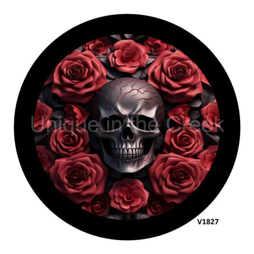 VINYL DECAL | SKULL AND ROSES | 3D | HALLOWEEN - Unique in the Creek LTD