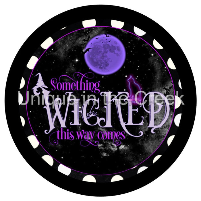 VINYL DECAL | SOMETHING WICKED THIS WAY COMES | MOON | CAT | WITCH HAT | AUTUMN | FALL | HALLOWEEN - Unique in the Creek LTD