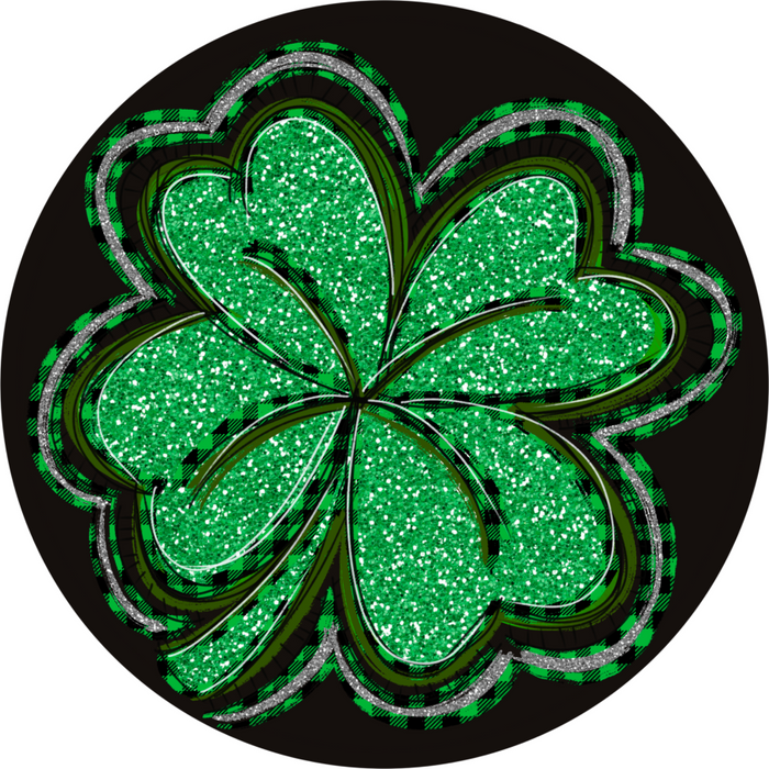Vinyl Decal, St Patricks Day Sign, Four Leaf Clover, 10" Round Metal Sign VINYL-DECOE-237, Sign For Wreath, DecoExchange - DecoExchange