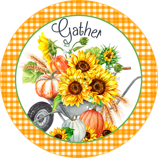 Wreath Sign, Sunflower Fall Sign, 10" Round Metal Sign DECOE-829, Sign For Wreath, DecoExchange - DecoExchange