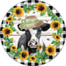 Vinyl Decal, Sunflower Sign, Cow Sign, 10" Round Metal Sign VINYL-DECOE-277, Sign For Wreath, DecoExchange - DecoExchange