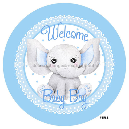 VINYL DECAL | WELCOME BABY BOY | BLUE | ELEPHANT | BABIES - Unique in the Creek LTD