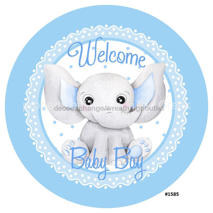 VINYL DECAL | WELCOME BABY BOY | BLUE | ELEPHANT | BABIES - Unique in the Creek LTD