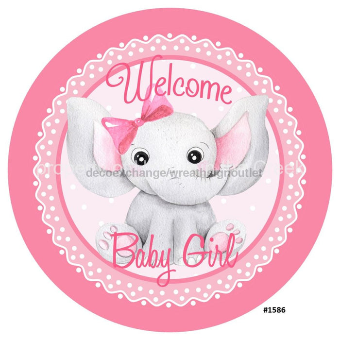 VINYL DECAL | WELCOME BABY GIRL | PINK| ELEPHANT | BABIES - Unique in the Creek LTD