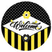 VINYL DECAL | WELCOME | BEES | BLACK & YELLOW STRIPES | SPRING | SUMMER - Unique in the Creek LTD