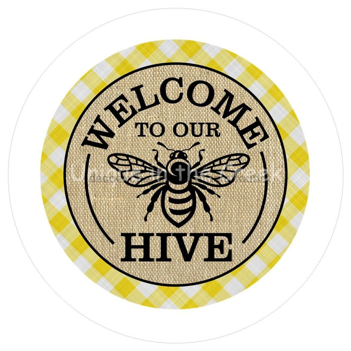 VINYL DECAL | WELCOME | BEES | YELLOW | CHECK | SUMMER - Unique in the Creek LTD