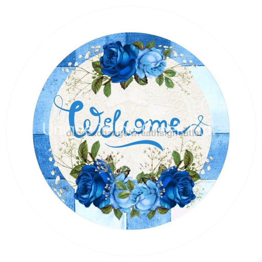 VINYL DECAL | WELCOME | BLUE ROSE | FLORAL | EVERYDAY - Unique in the Creek LTD