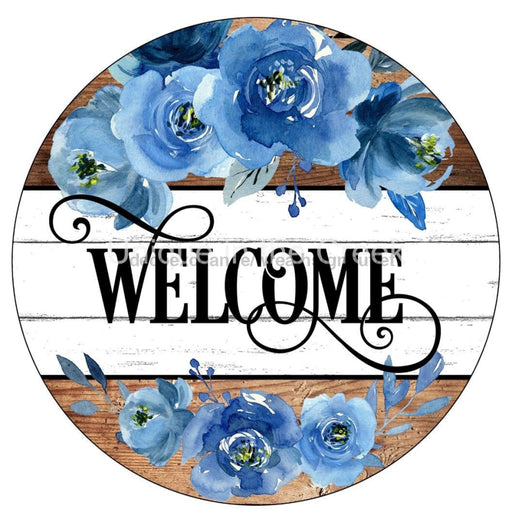 VINYL DECAL | WELCOME | BLUE ROSES | EVERYDAY - Unique in the Creek LTD