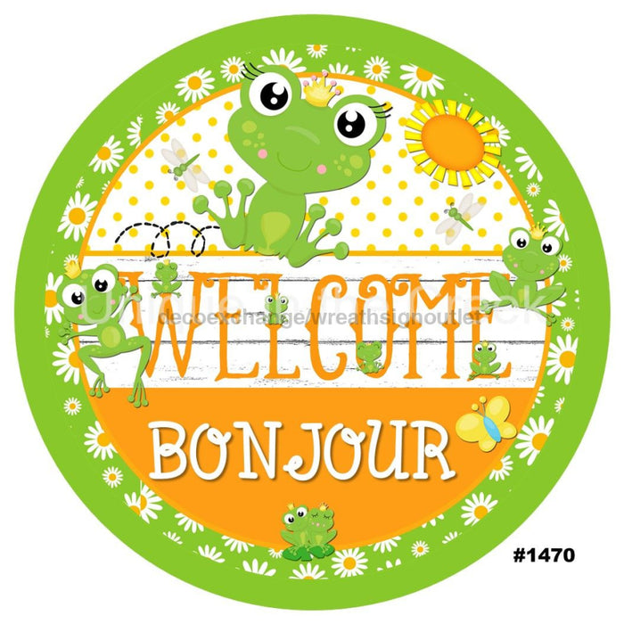 VINYL DECAL | WELCOME BONJOUR | FROG | FRENCH | SUMMER | SPRING | ANIMALS - Unique in the Creek LTD