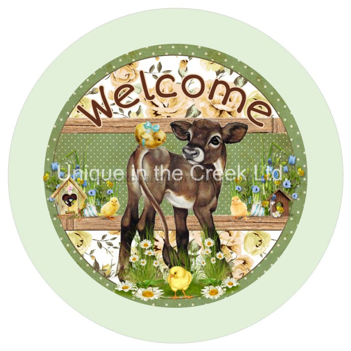 VINYL DECAL | WELCOME | COW | FARMHOUSE | SPRING | CALF - Unique in the Creek LTD