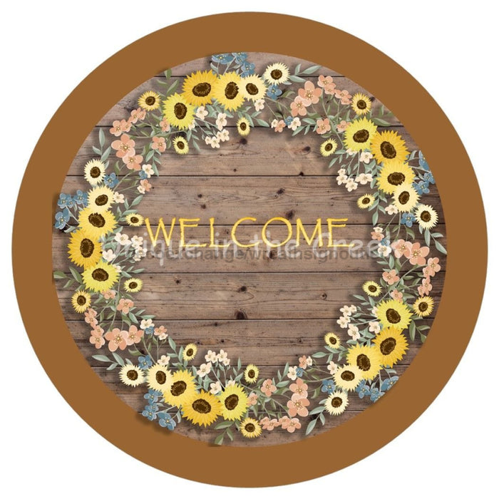 VINYL DECAL | WELCOME | FLORAL RING | SUNFLOWER | EVERYDAY - Unique in the Creek LTD