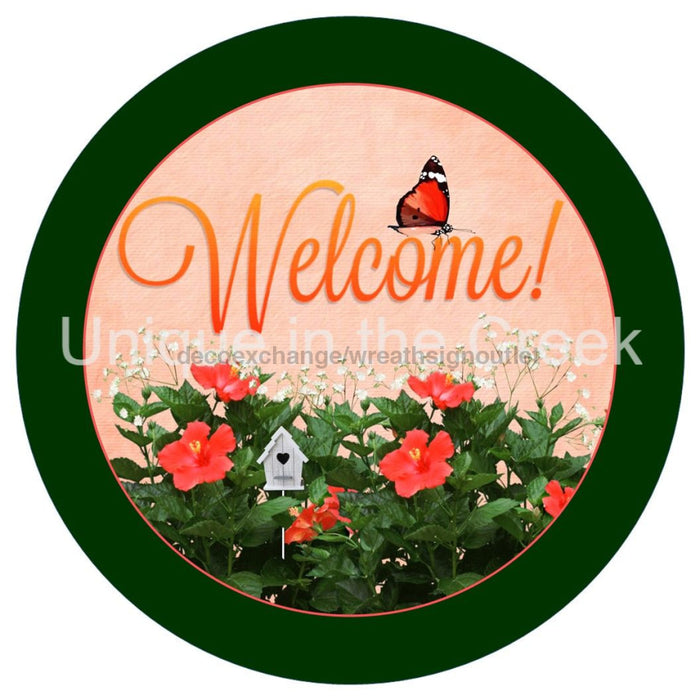 VINYL DECAL | WELCOME | FLOWERS & FOLIAGE | BUTTERFLY | EVERYDAY - Unique in the Creek LTD