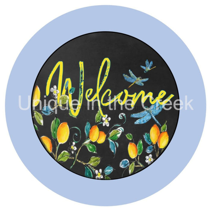 VINYL DECAL | WELCOME | FOLIAGE & FIREFLIES | EVERYDAY | LEMON - Unique in the Creek LTD