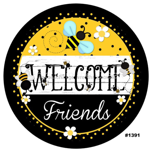 VINYL DECAL | WELCOME FRIENDS | BEES | DAISY | SUMMER - Unique in the Creek LTD