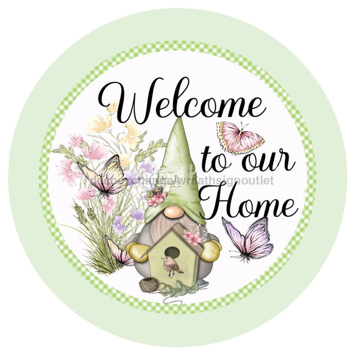 VINYL DECAL | WELCOME | GNOME | GREEN | GINGHAM | CHECK | EVERYDAY - Unique in the Creek LTD
