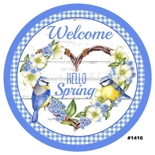 VINYL DECAL | WELCOME | HELLO SPRING | BIRDS | BLUE - Unique in the Creek LTD