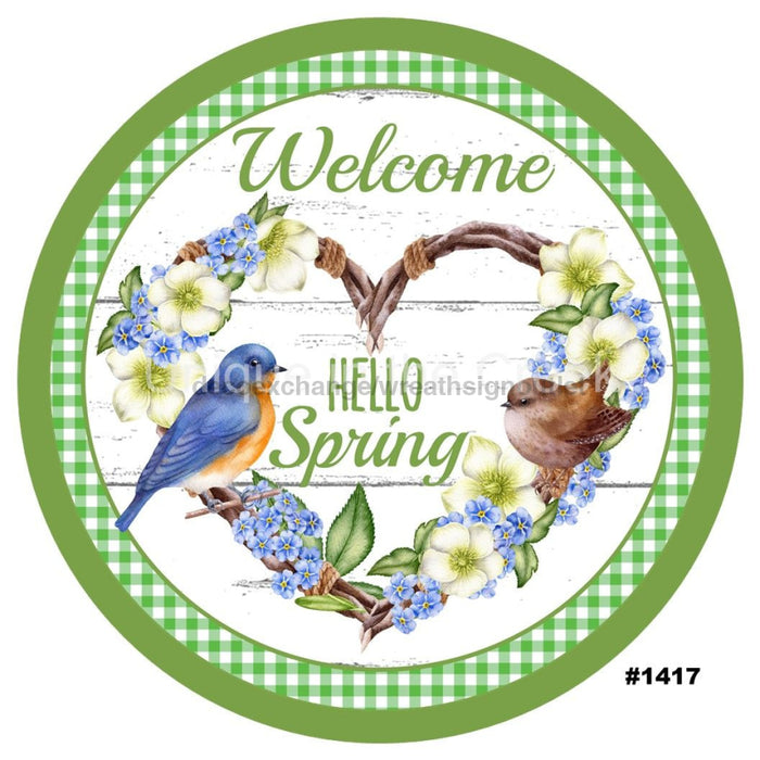 VINYL DECAL | WELCOME | HELLO SPRING | BIRDS | GREEN | SPRING | SUMMER - Unique in the Creek LTD