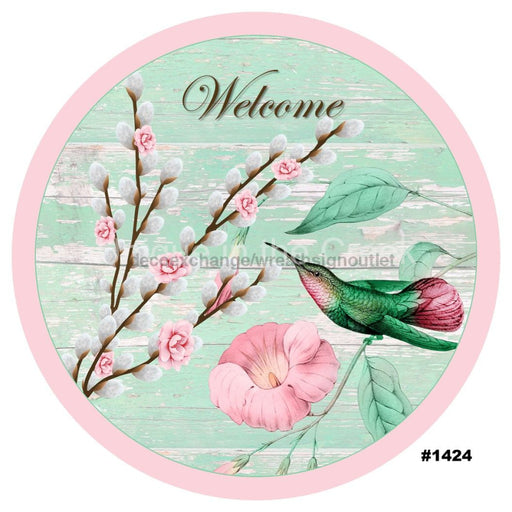 VINYL DECAL | WELCOME | HUMMINGBIRD | FLOWERS | EVERYDAY | SPRING - Unique in the Creek LTD