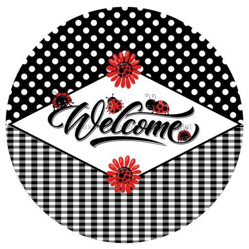 VINYL DECAL | WELCOME | LADYBUG | GINGHAM | CHECK | BLACK & WHITE POLKA DOT | SPRING - Unique in the Creek LTD