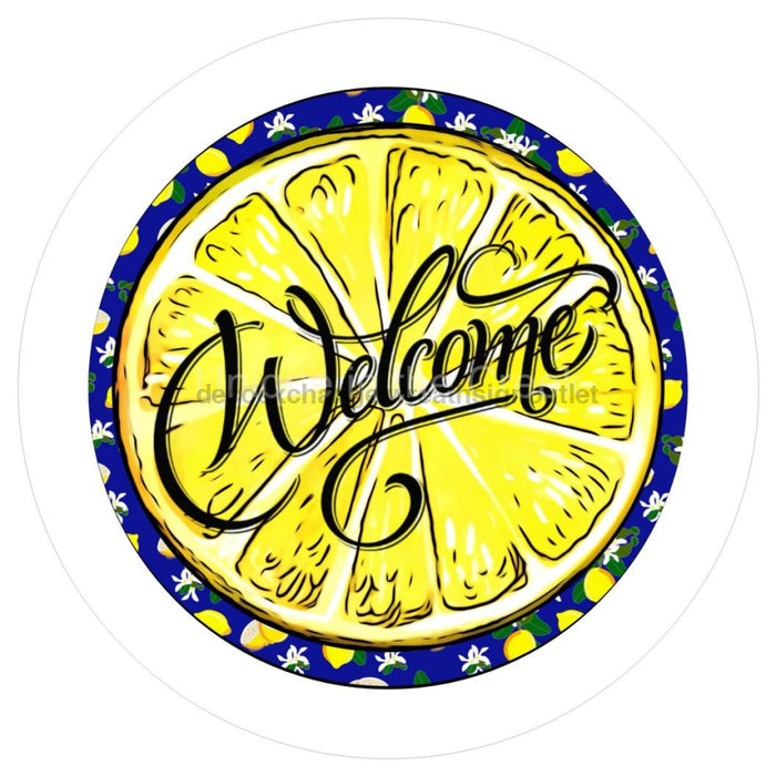VINYL DECAL | WELCOME | LEMON | SUMMER | SPRING | EVERYDAY | BLUE LEMON - Unique in the Creek LTD