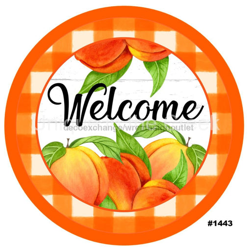 VINYL DECAL | WELCOME | PEACH | PEACHES | SUMMER | GINGHAM | CHECK - Unique in the Creek LTD